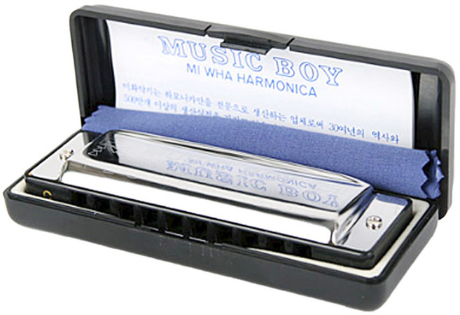 미화악기 국산 뮤직보이 다이아토닉 하모니카, C, 실버, 1개
