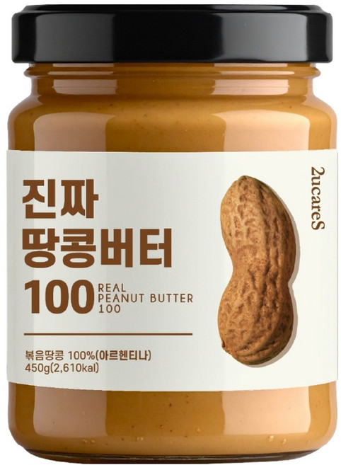 2ucareS 真正花生醬 100, 450g, 1個