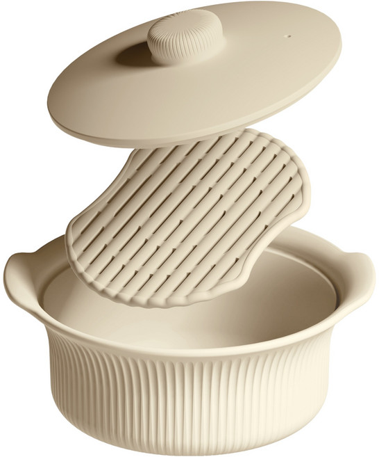 티지엠 플리츠 멀티 이유식 찜기 900ml + 트레이 세트, 오트밀 베이지, 1세트, 찜기 + 트레이