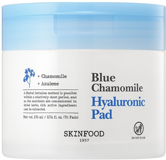 SKINFOOD 藍甘菊玻尿酸棉片 170ml, 70枚入, 1個