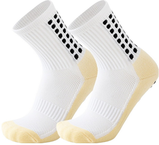 오브 논슬립 스포츠 축구 양말 2켤레, 화이트, 2개