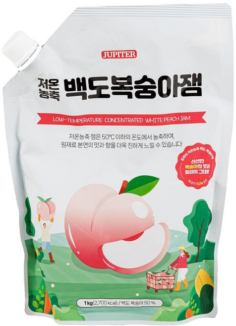 래미푸드 쥬피터 저온농축 백도 복숭아잼, 1kg, 1개