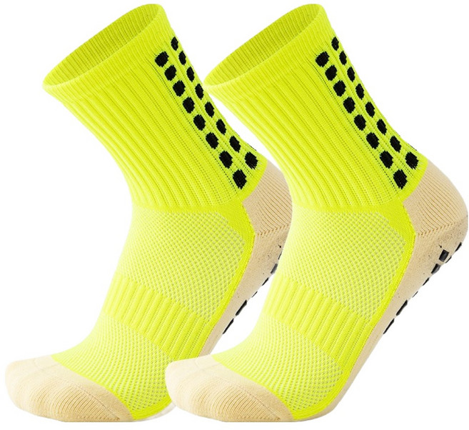 오브 논슬립 스포츠 축구 양말 2켤레, 형광, 2개