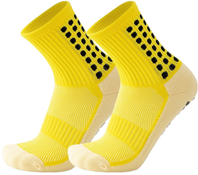오브 논슬립 스포츠 축구 양말 2켤레, 옐로우, 2개