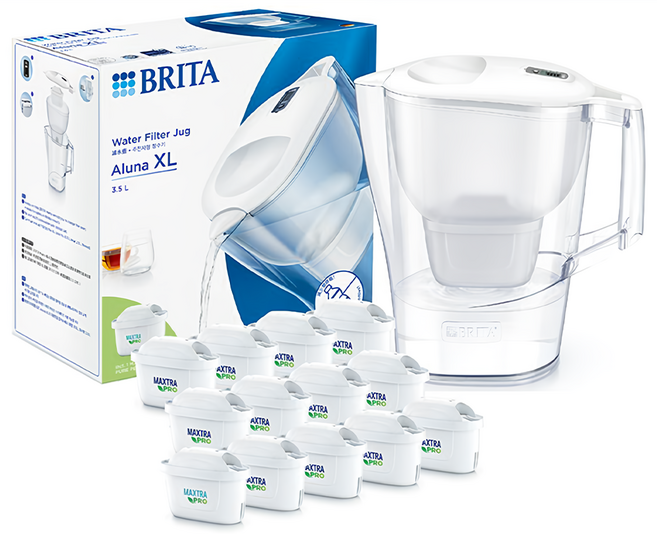 BRITA Aluna XL 愛奴娜濾水壺 附MXPRO去水垢濾芯 13個, 1個, 3.5L, 白色