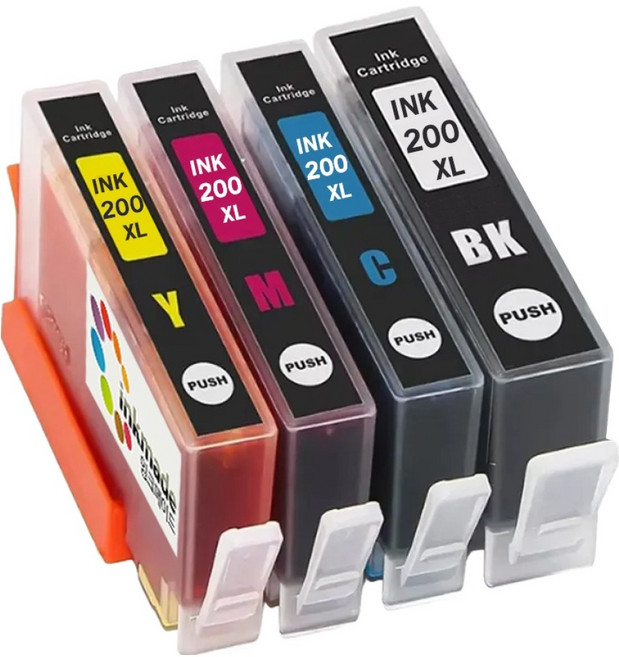 잉크메이드 삼성 INK-K200 C200 M200 Y200 호환잉크 4종 세트, 검정, 파랑, 빨강, 노랑, 1세트