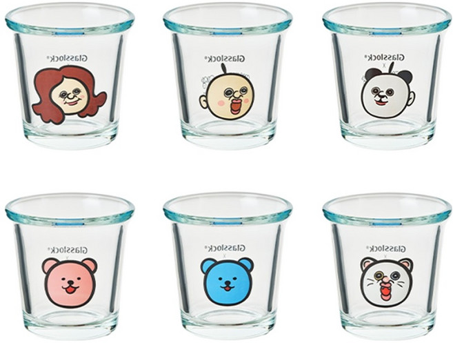 글라스락 빵빵이의 일상 여보세요 나야 거기 잘 지내는 소주잔 6종 세트, 투명, 1세트