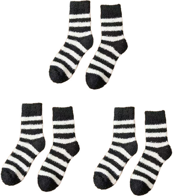 비아워게스트 남성용 수면 롱 무압박 줄무늬 양말 3켤레