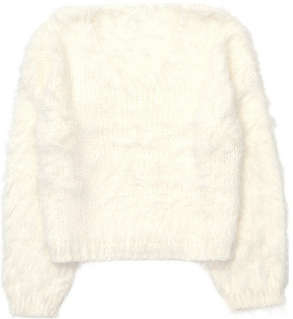 라라온 여성용 포근한 브이넥 헤어리 니트 긴팔 풀오버 스웨터 25TSP3252