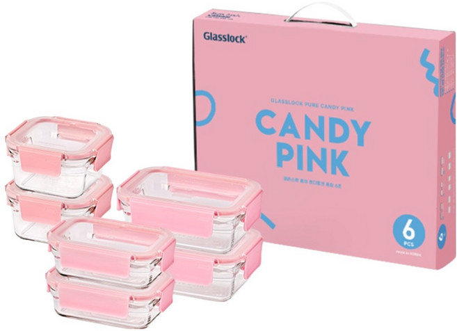 Glasslock 格拉氏洛克 Pure 糖果粉混合禮盒, 1套, 390ml(2入) + 440ml(2入) + 700ml(2入)