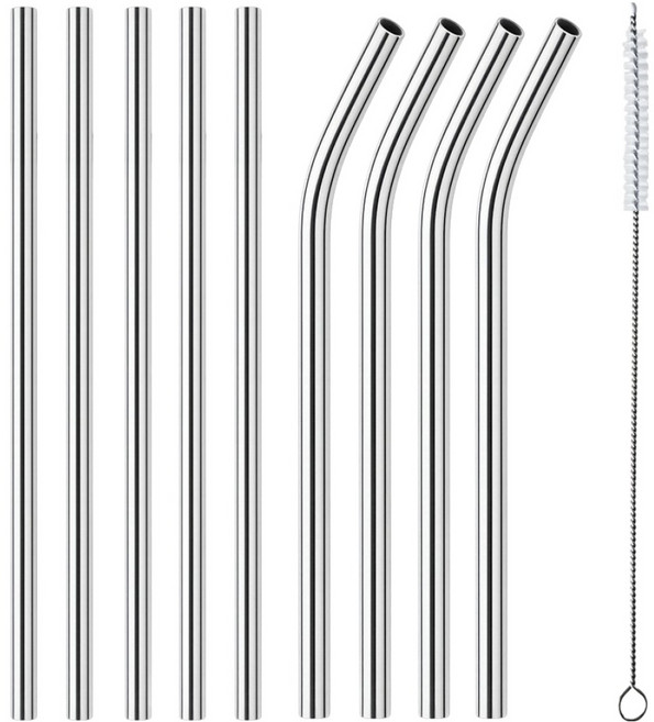 텀블러브 스텐빨대 215mm 일자형 5p + 곡선형 4p + 청소솔 세트, 1개