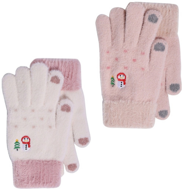 해피제이 여성용 눈사람 니트 장갑 세트