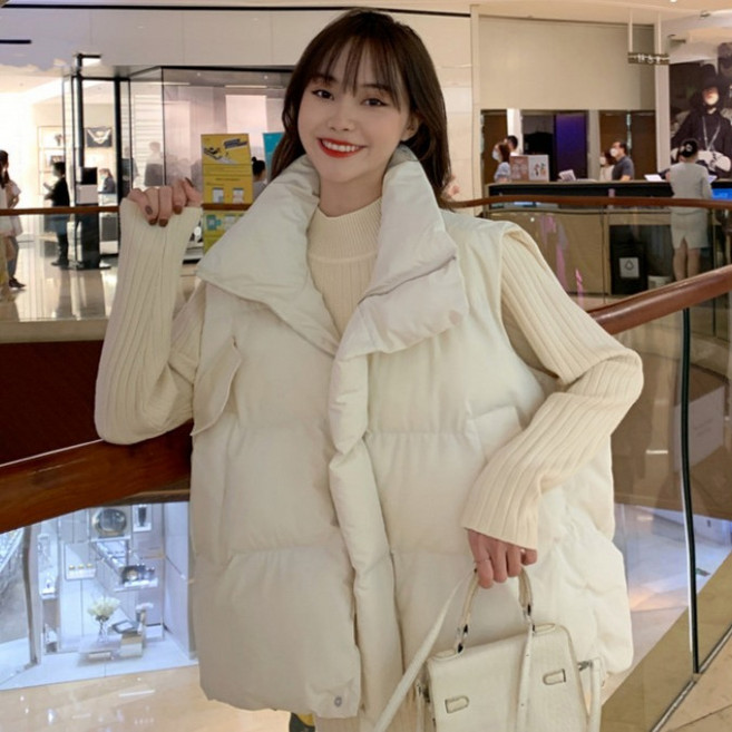 라라온 여성용 따뜻한 누빔 오버핏 하이넥 패딩 베스트 25TSP3267