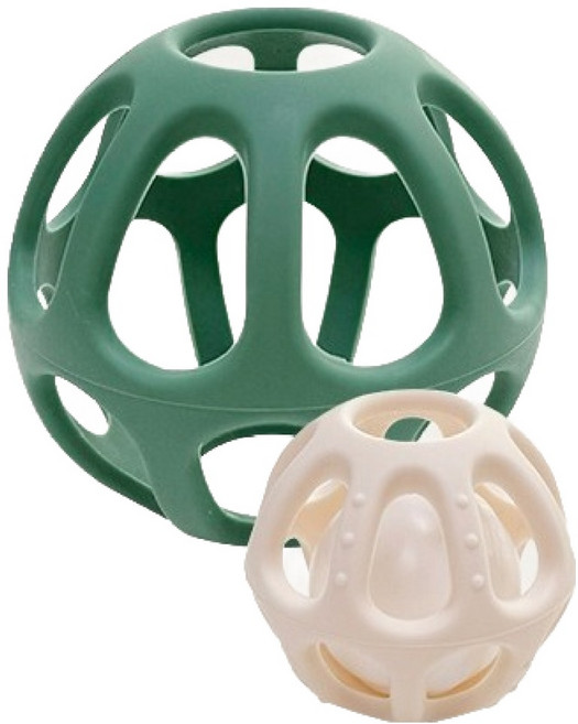 젤리맘 보이보이 2 in 1 실리콘 딸랑이 오볼 치발기 장난감 촉감발달 고리볼, 세이지그린, 1개