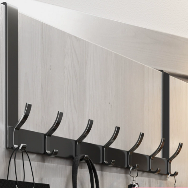헤이담 다용도 14구 도어 옷걸이 행거, 블랙, 1개