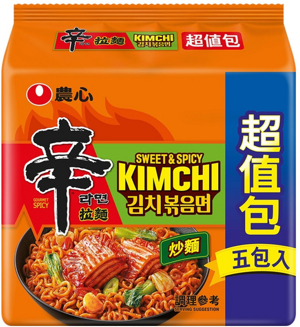 NONGSHIM 農心 辛辣白菜炒麵 超值包 137g, 5包