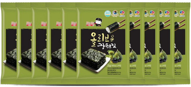 이반장 광천김 올리브 전장김, 25g, 10개