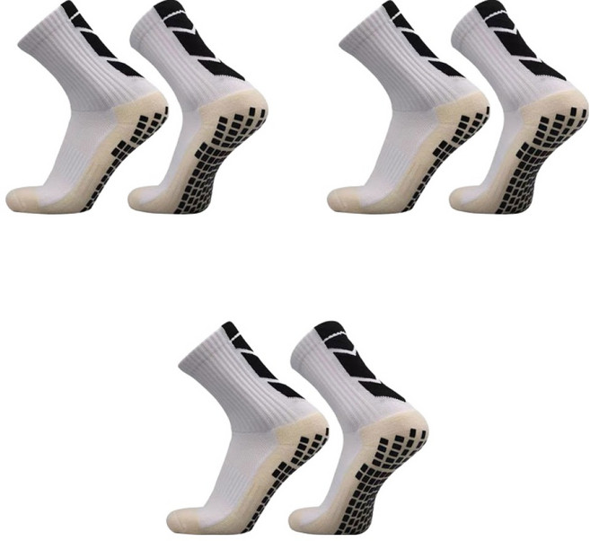 미누네 논슬립 미끄럼방지 러닝 스포츠 풋살 축구 양말, 화이트, 3개