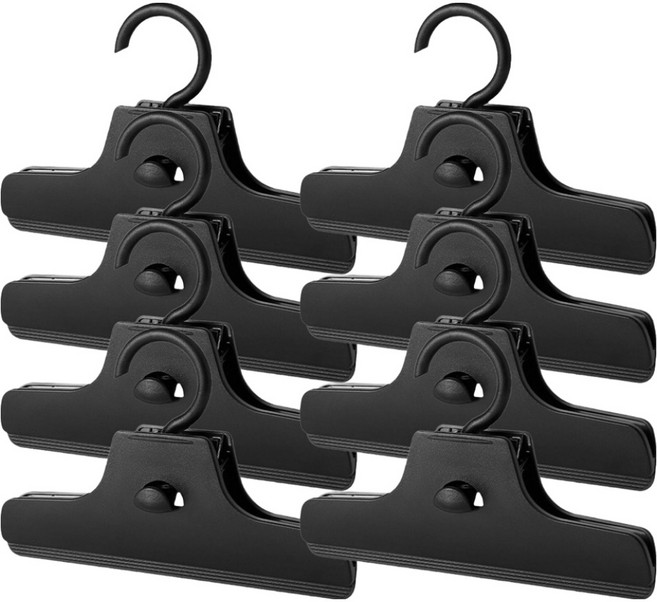 마샤투 논슬립 와이드 클립 자국 없는 바지걸이, 블랙, 8개