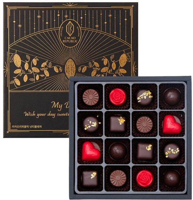 카카오리퍼블릭 넛티플레져 초콜릿 16구 선물 세트, 160g, 1세트
