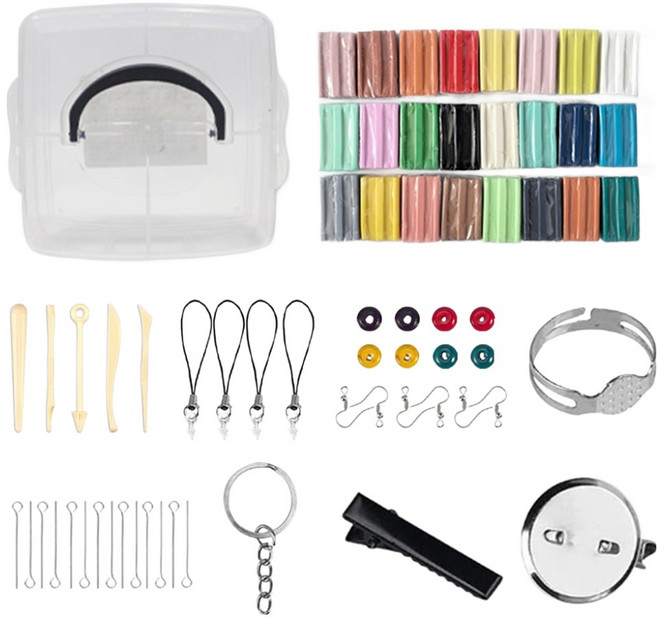 투데이리빙 24색 폴리머 클레이 키트 + 보관 케이스 세트 CD_OAT_AL040Q, 혼합색상, 1세트