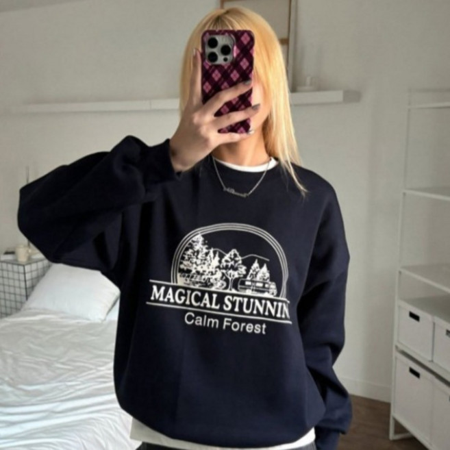 라라온 보온 기모 라운드넥 맨투맨 긴팔 티셔츠 25TSP3298