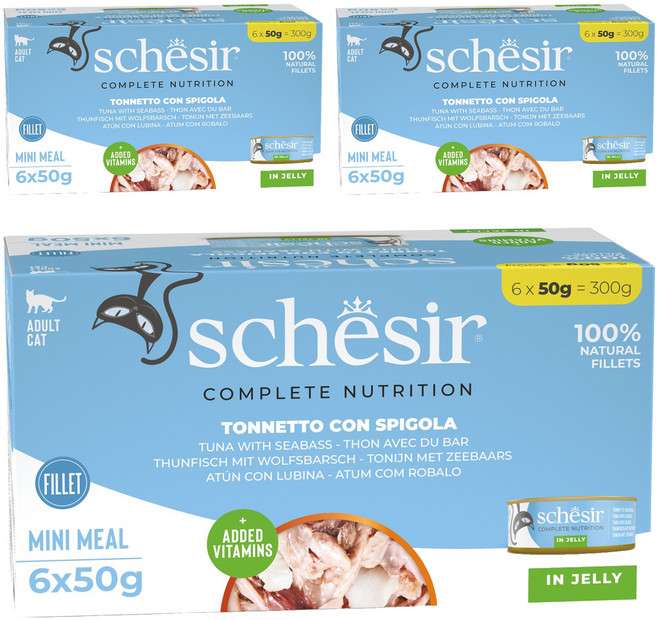 스케지어 어덜트 고양이 주식캔 50g 6p, 참치+농어, 300g, 3개