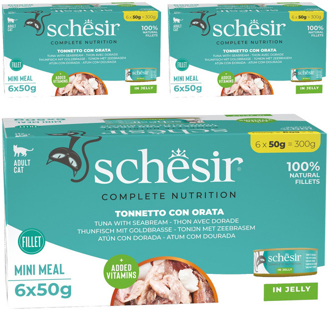 스케지어 어덜트 고양이 주식캔 50g 6p, 참치+도미, 300g, 3개