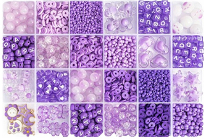 EUMES 24色 DIY 彩色串珠組, 銀河紫, 1套