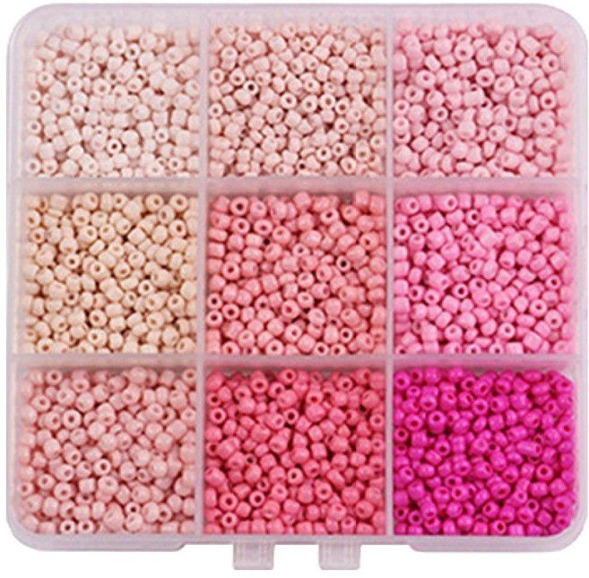 윰스 비즈 팔찌 반지 만들기 입문용 세트, 핑크 혼합, 1세트