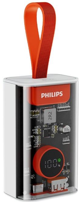 PHILIPS 飛利浦 行動電源 透明款 DLP5715CW, 白色