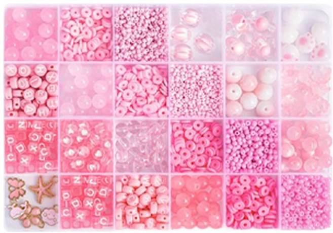 EUMES 24色 DIY 彩色串珠組, 櫻桃粉, 1套