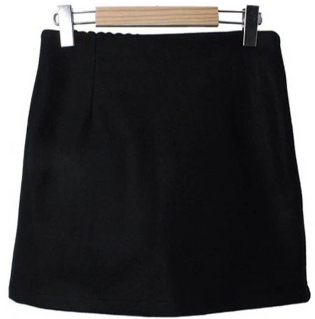Bemoker A字型 毛呢 鬆緊腰 迷你裙 cpsk6870k4b