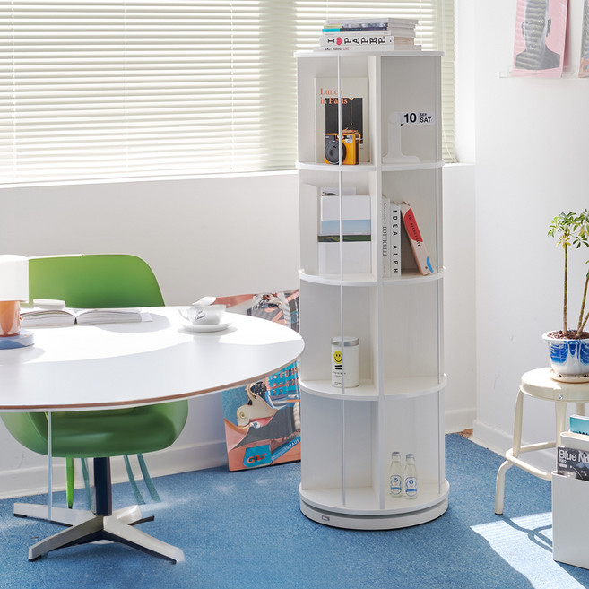 비앙스 보니 원형 회전책장, 화이트, 4단