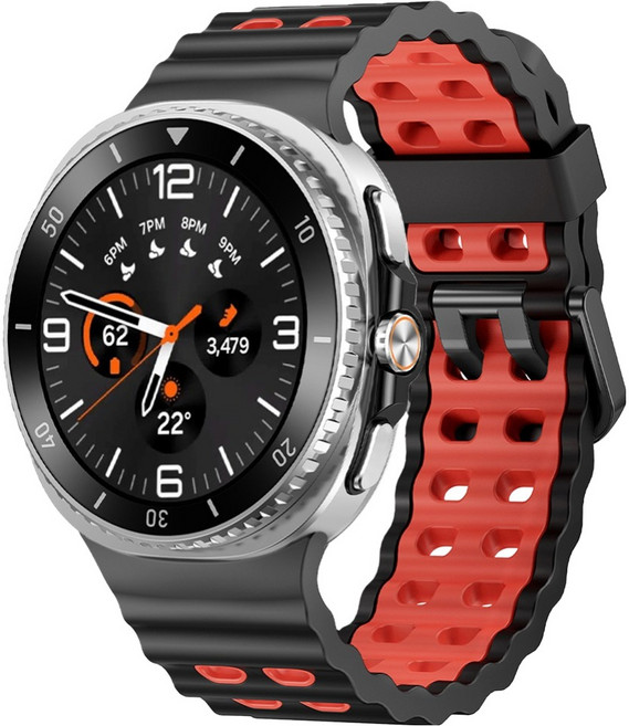 스페이스쉴드 스마트워치 투톤 마린 오션 실리콘 스트랩, 블랙레드, 1개