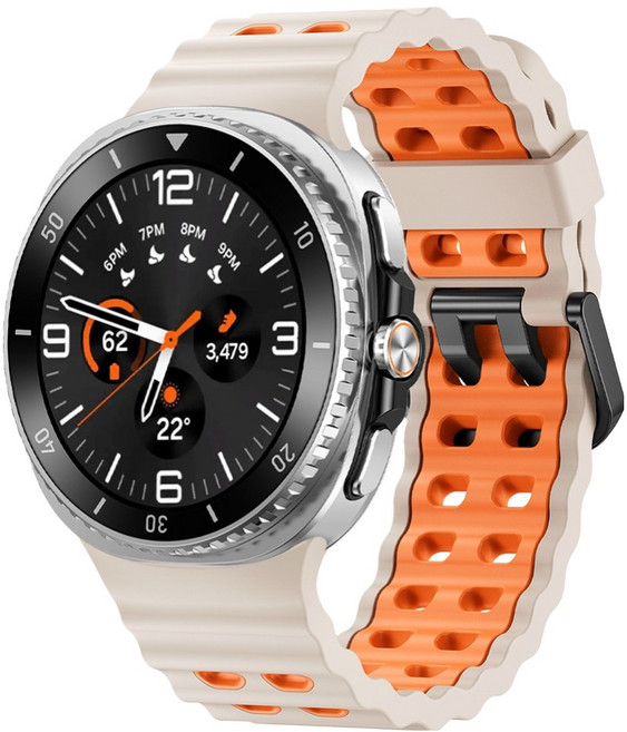 스페이스쉴드 스마트워치 투톤 마린 오션 실리콘 스트랩, 스타라이트오렌지, 1개