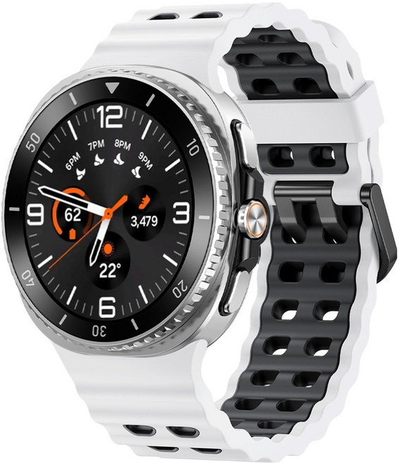 스페이스쉴드 스마트워치 투톤 마린 오션 실리콘 스트랩, 화이트블랙, 1개