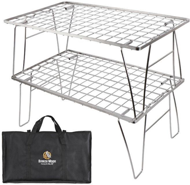 브리즈문 올 스텐 필드랙 다용도 캠핑 테이블 2p + 전용 가방 세트, 혼합색상