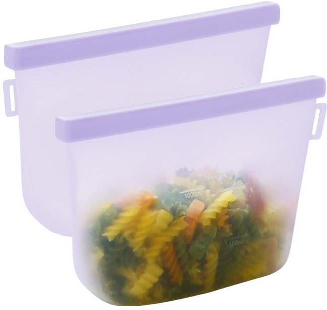 네이쳐리빙 릴리브 더블락 실리콘 지퍼백 퍼플, 1000ml, 1개입, 2개