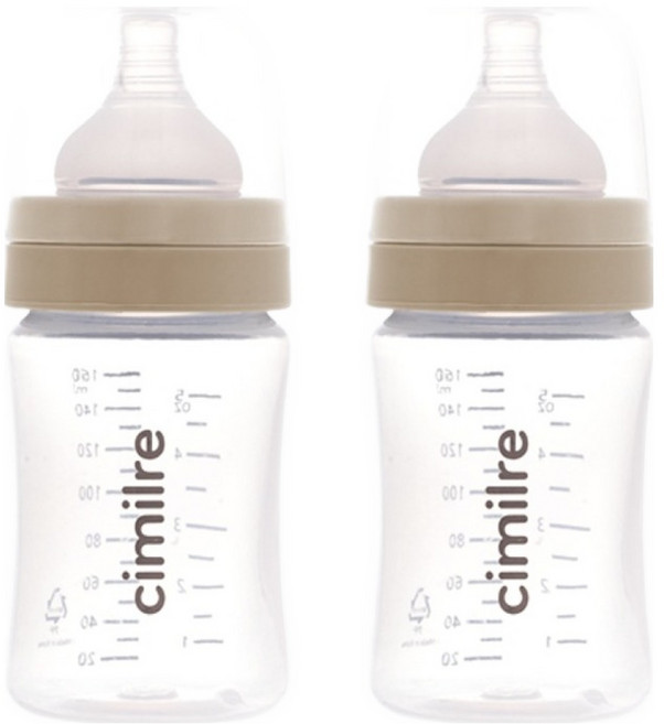 시밀레 클래식 와이드형 PP 젖병, 아이보리, 160ml, 2개
