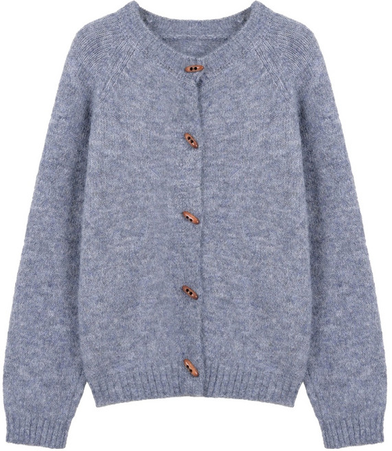 에이비플러스 여성용 보카시 우드 버튼 라운드 가디건 LSA1MY39