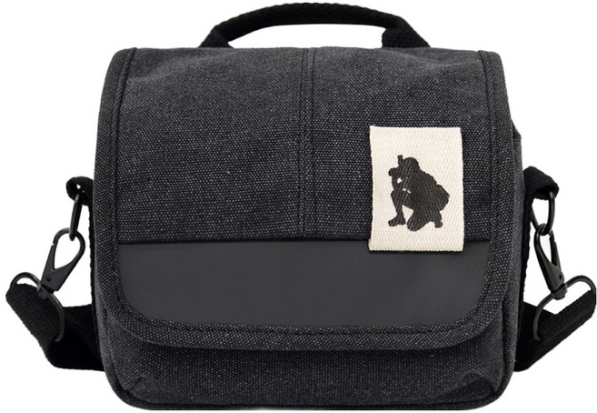 스테디얼 캔버스 심플 크로스 카메라 가방, 블랙, 1개