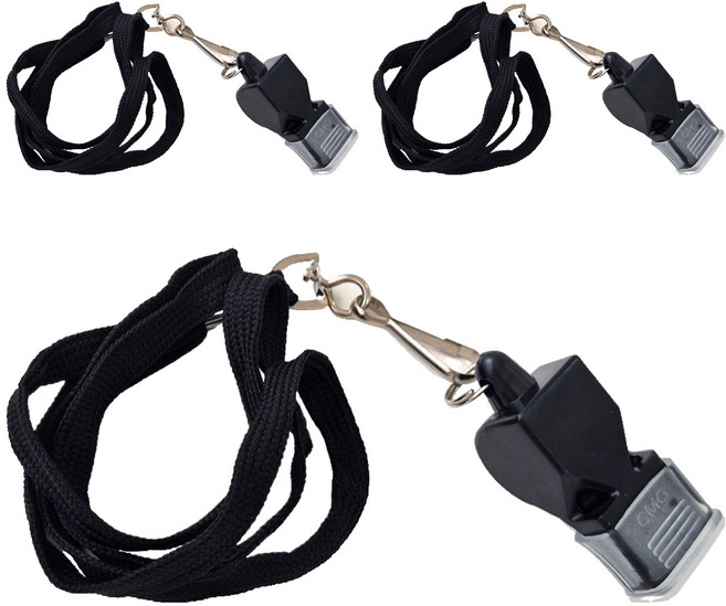 T렉스 컬러 휘슬 호루라기, 3개, 블랙