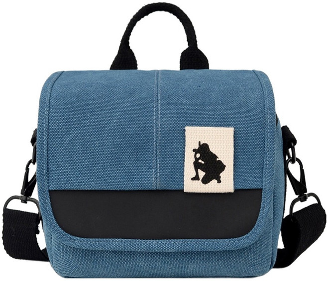 스테디얼 캔버스 심플 크로스 카메라 가방, 블루, 1개