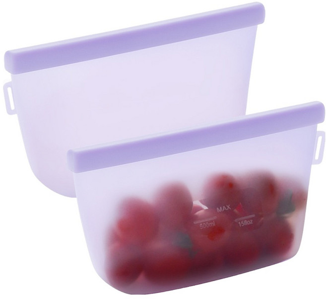 네이쳐리빙 릴리브 더블락 실리콘 지퍼백 퍼플, 500ml, 1개입, 2개