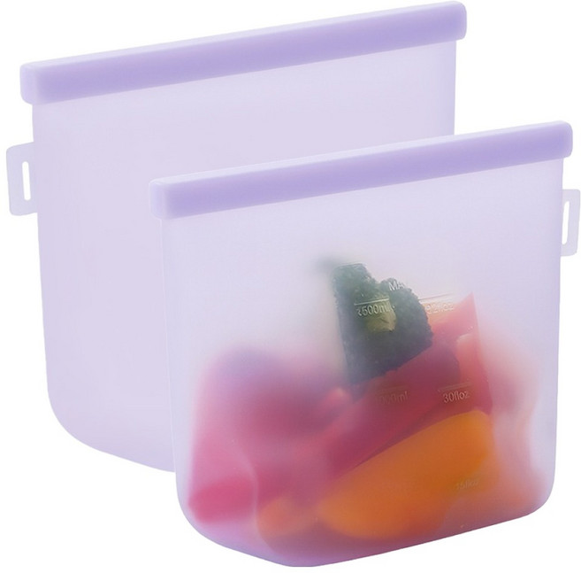 네이쳐리빙 릴리브 더블락 실리콘 지퍼백 퍼플, 1500ml, 1개입, 2개