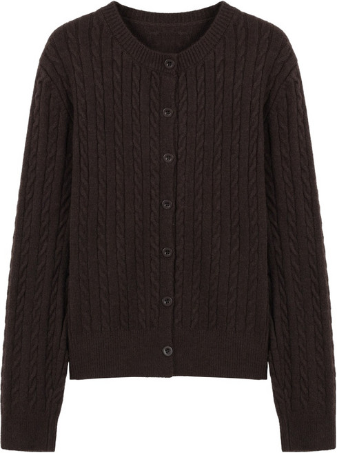 에이비플러스 여성용 라운드넥 꽈배기 니트 가디건 LSA1MY40