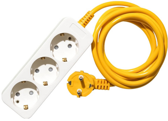 바나코 세이프티 캡 컬러 디자인 플러그 멀티탭 3구, 옐로우, 1개, 2m