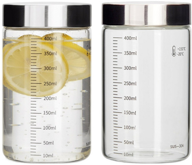 Mirkorea 刻度耐熱玻璃瓶, 400ml, 2個