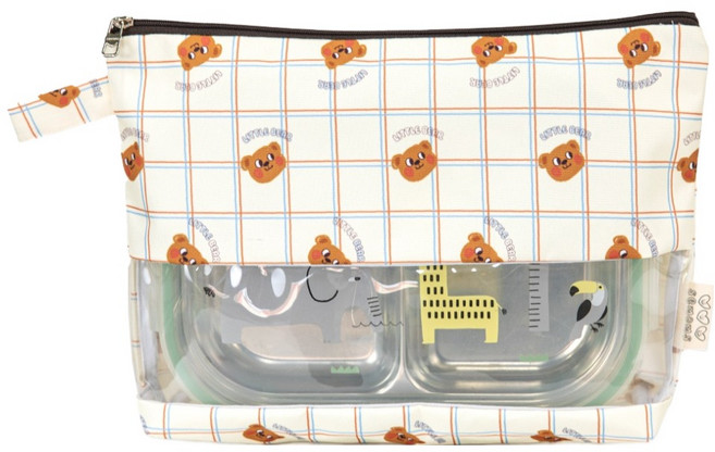 세맘스 방수 투명 TPU 기저귀 파우치 가로형, 꾸몽 크림